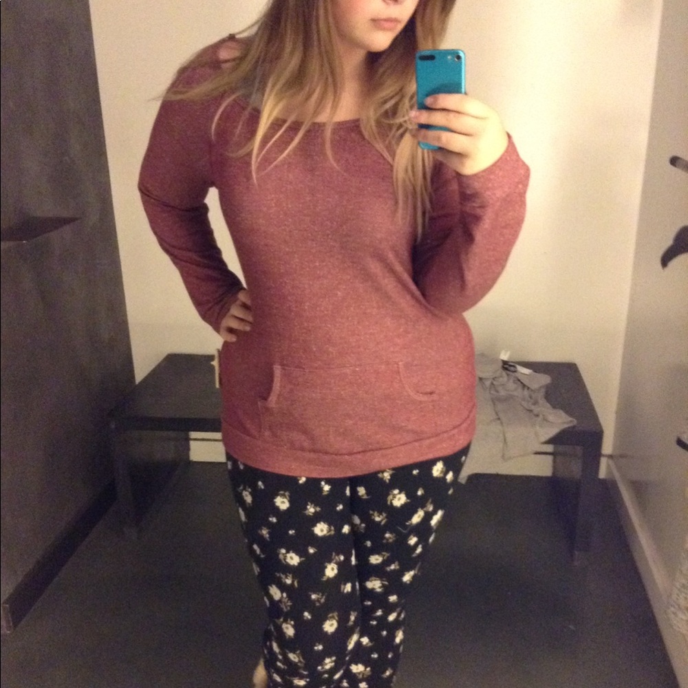 Deb Off-the-Shoulder Pullover with Front Pocket